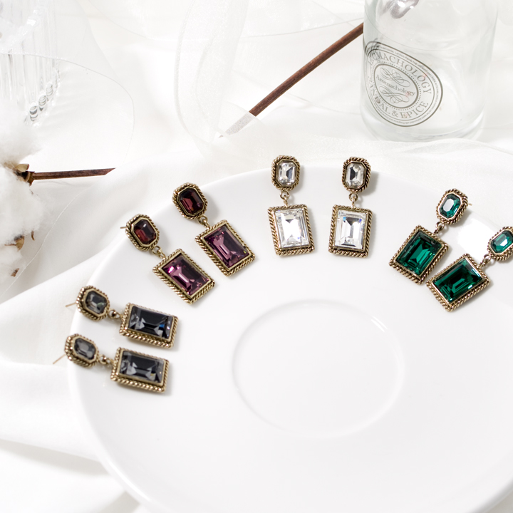 Glam Jewel Bold Drop Earrings Antique Winter Party