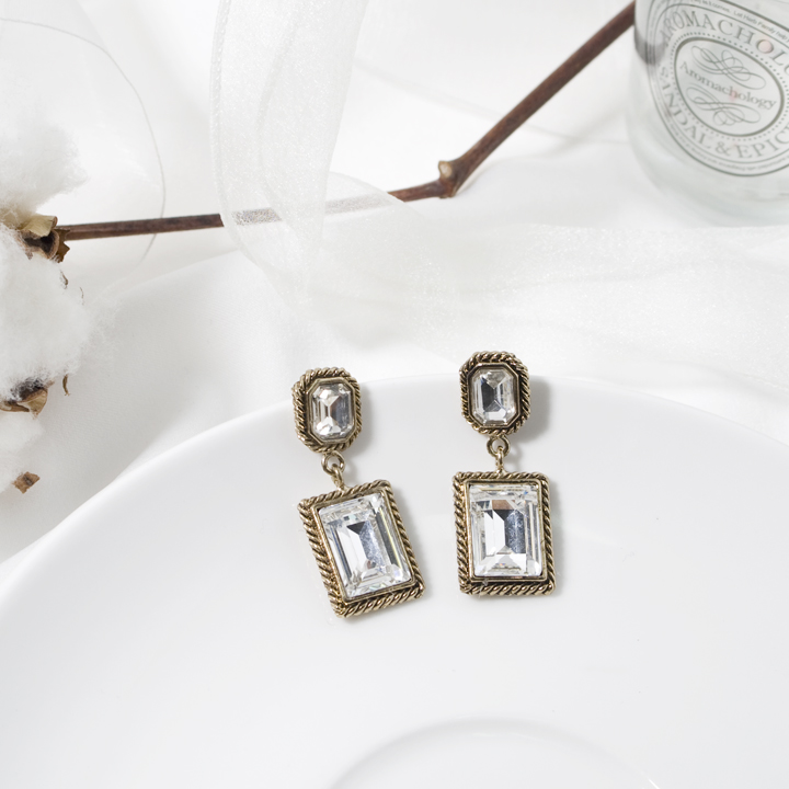 Glam Jewel Bold Drop Earrings Antique Winter Party