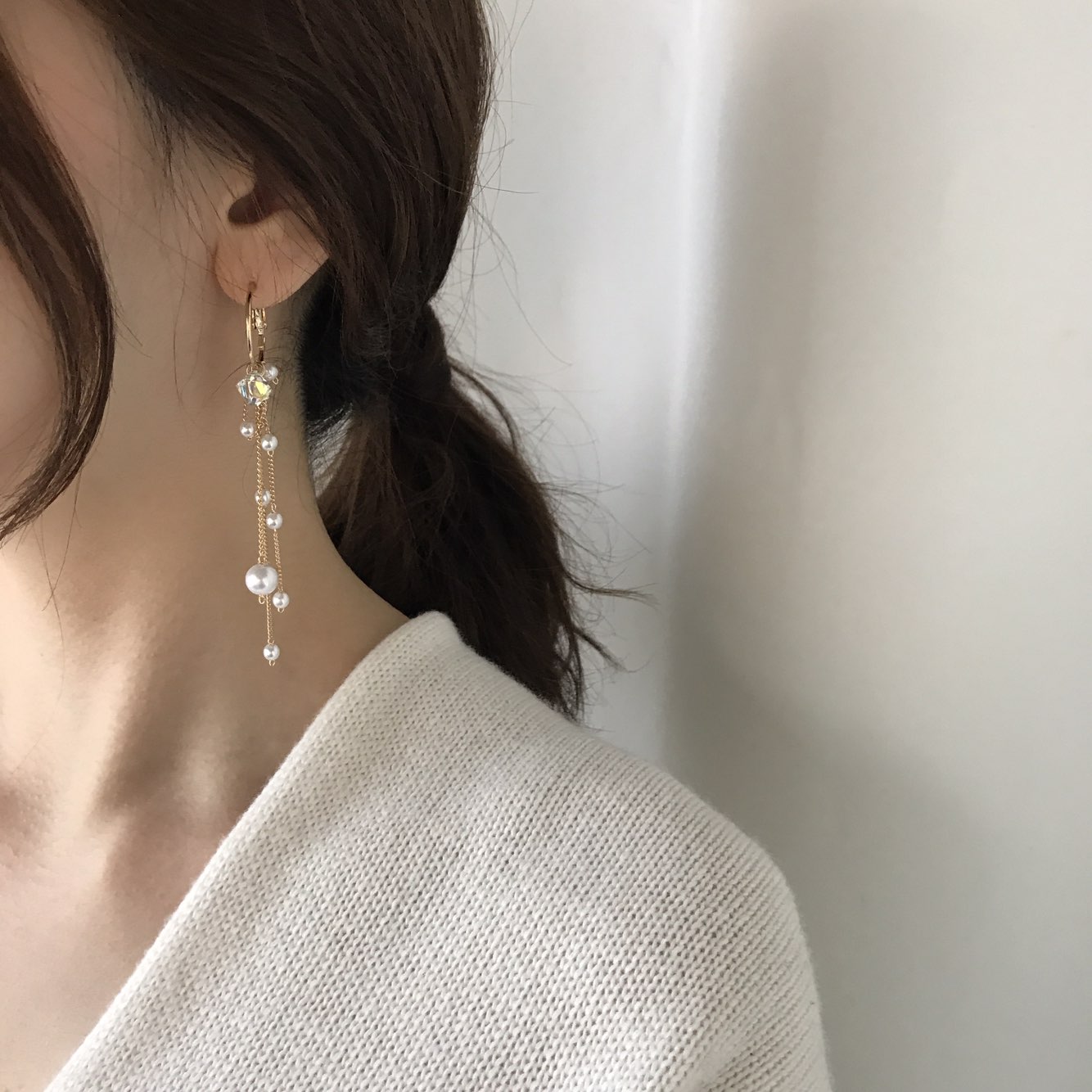 ElloSwal Pearl Drop Earrings Wedding Fashion Cheun