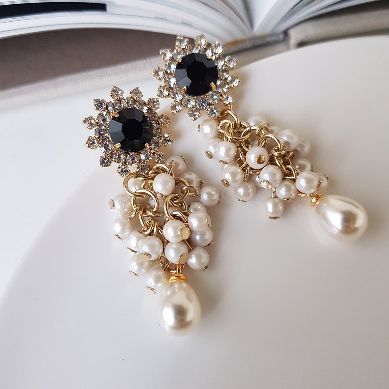 Shatin Swarovski Pearl Drop Earrings Customer Coor