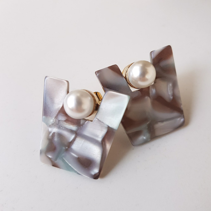 Honey pearl Hommage hoop earrings 4color Unusual a