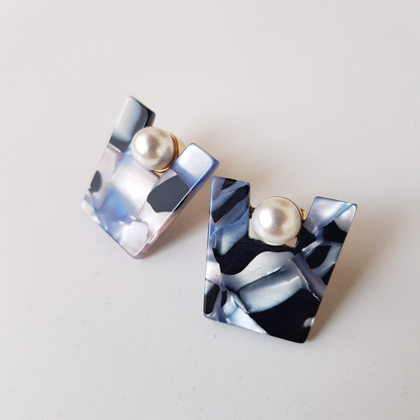 Honey pearl Hommage hoop earrings 4color Unusual a