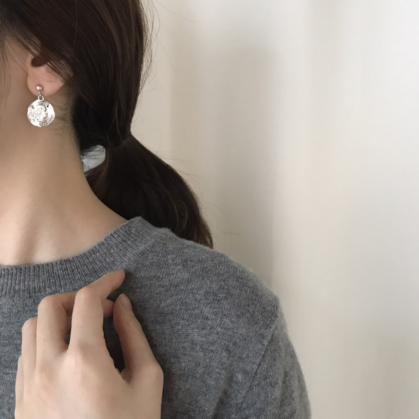 Vintage coin antique drop earrings 2color minimali