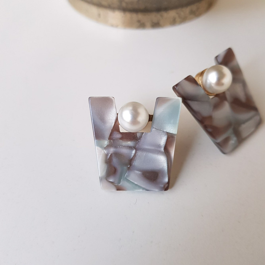 Honey pearl Hommage hoop earrings 4color Unusual a