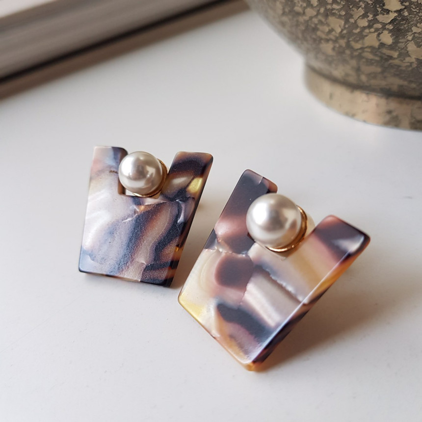 Honey pearl Hommage hoop earrings 4color Unusual a