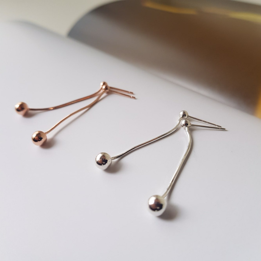 all silver Dosson Basic Ball Drop Earring