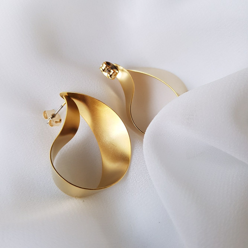 Modern Gold Silver Water Drop Shaped Earrings Fren