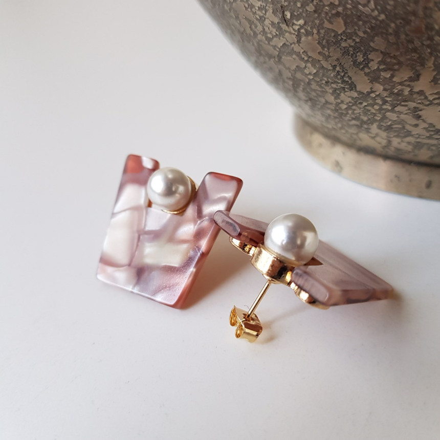 Honey pearl Hommage hoop earrings 4color Unusual a