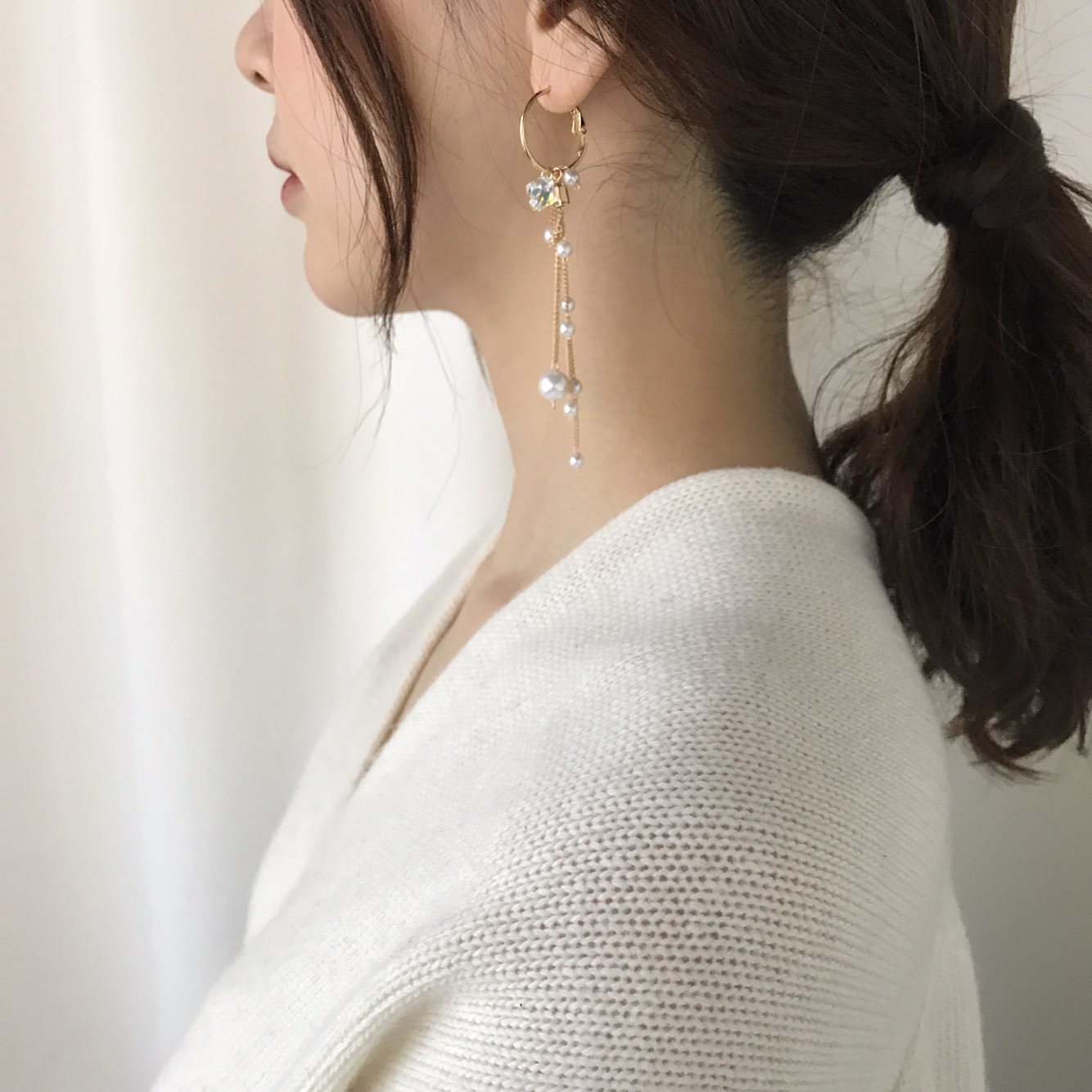 ElloSwal Pearl Drop Earrings Wedding Fashion Cheun