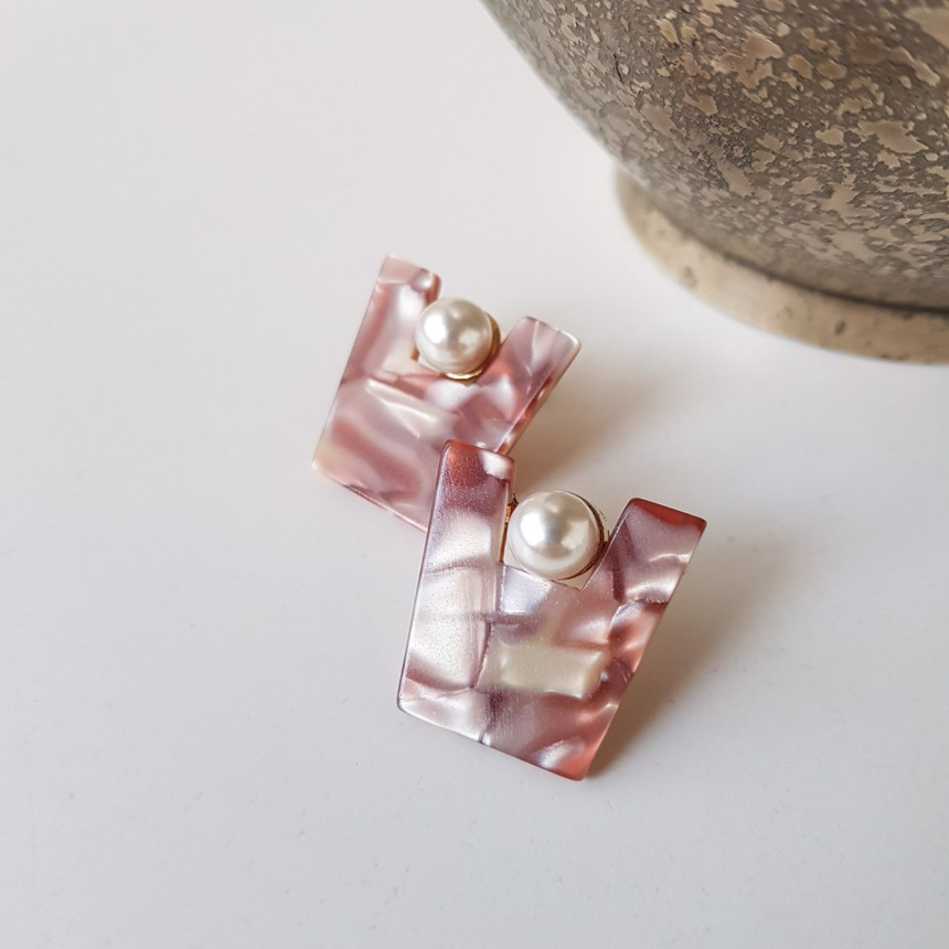 Honey pearl Hommage hoop earrings 4color Unusual a