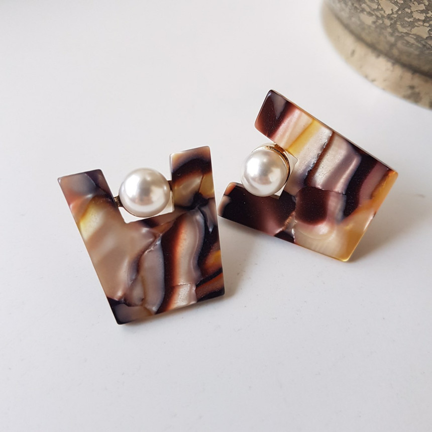 Honey pearl Hommage hoop earrings 4color Unusual a