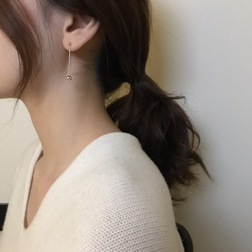 all silver Dosson Basic Ball Drop Earring