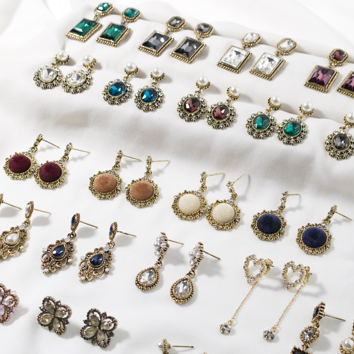 Glam Jewel Bold Drop Earrings Antique Winter Party