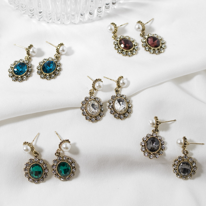 Glam Jewel Bold Drop Earrings Antique Winter Party