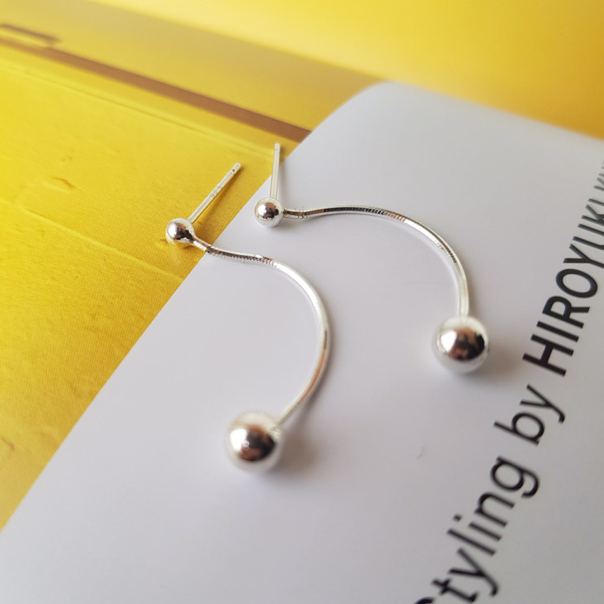 all silver Dosson Basic Ball Drop Earring