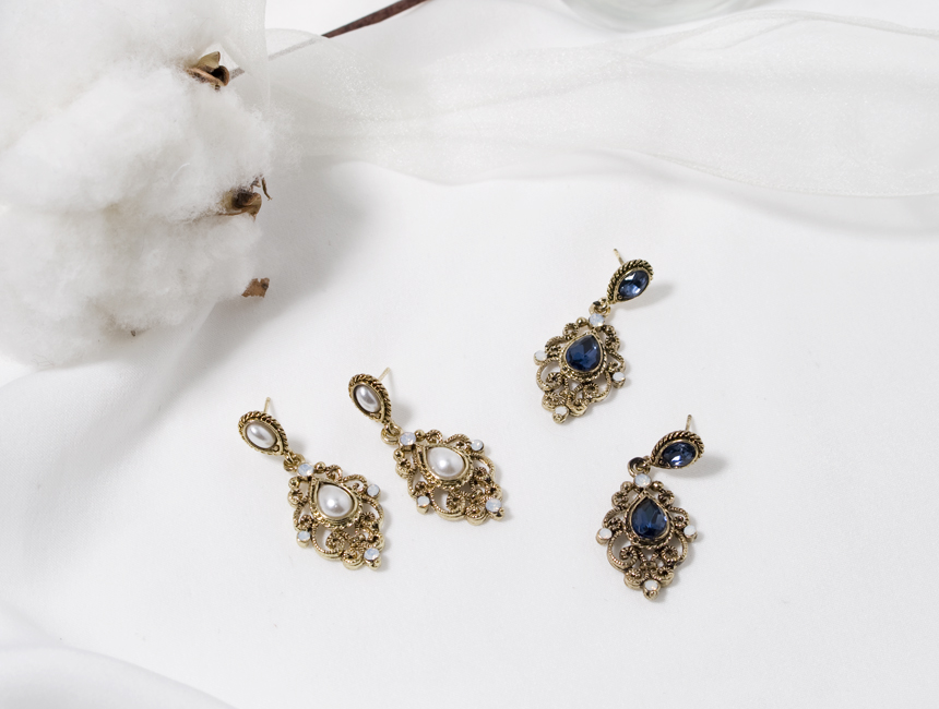 Glam Jewel Bold Drop Earrings Antique Winter Party