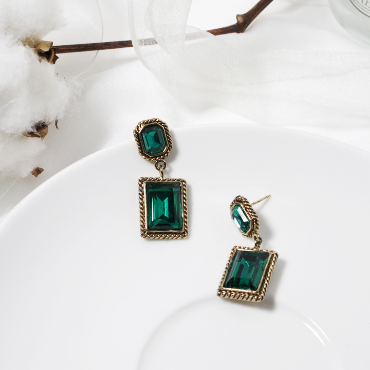 Glam Jewel Bold Drop Earrings Antique Winter Party