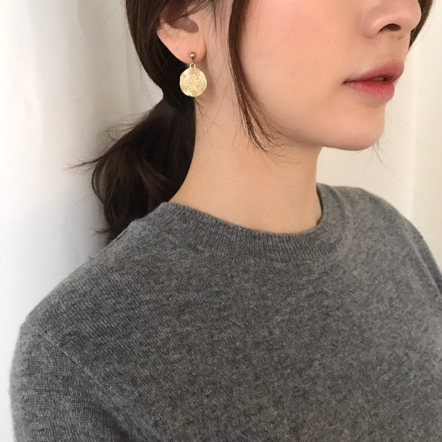Vintage coin antique drop earrings 2color minimali