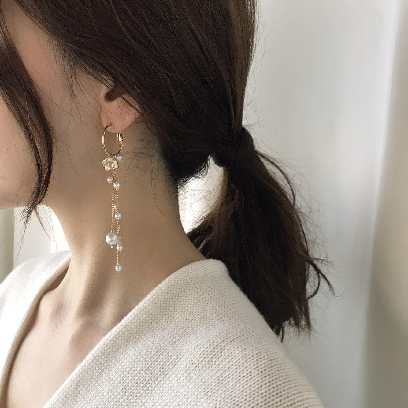 ElloSwal Pearl Drop Earrings Wedding Fashion Cheun