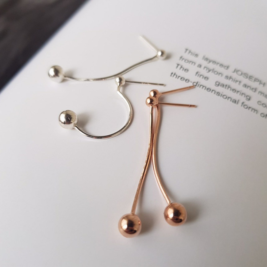 all silver Dosson Basic Ball Drop Earring