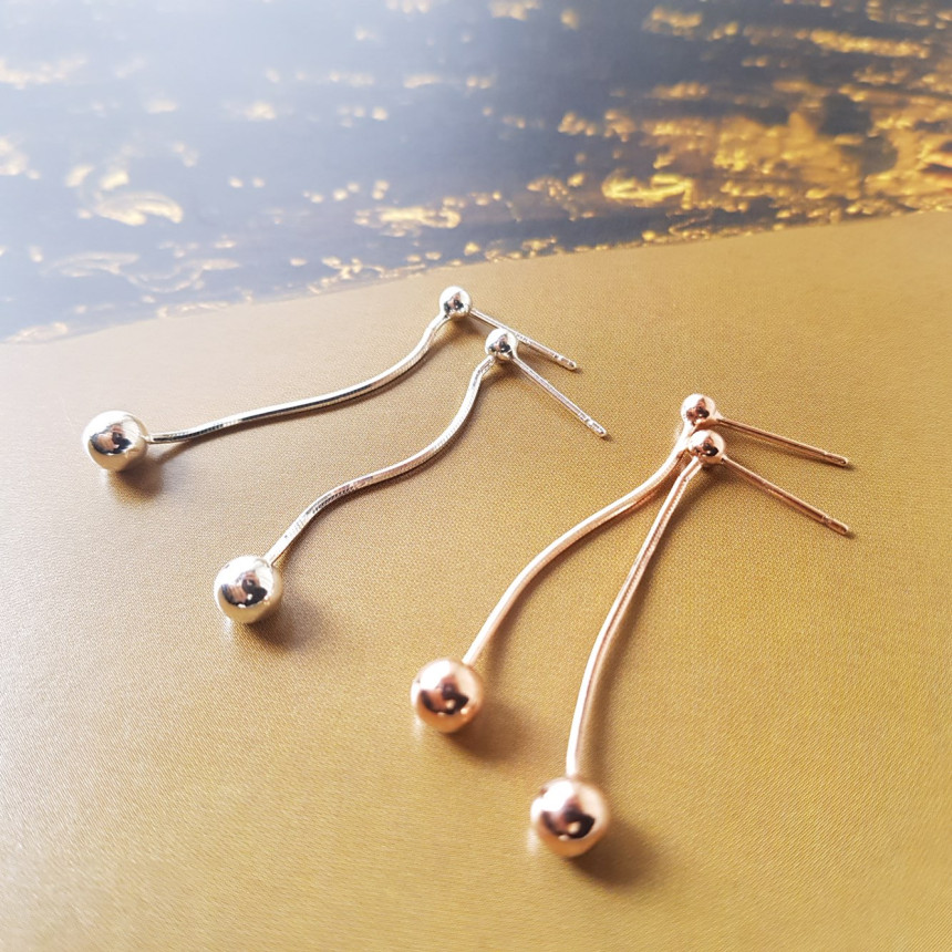 all silver Dosson Basic Ball Drop Earring