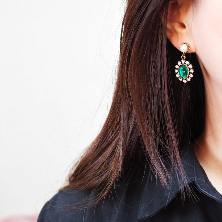 Glam Jewel Bold Drop Earrings Antique Winter Party