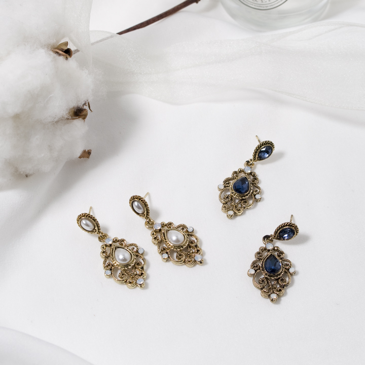Glam Jewel Bold Drop Earrings Antique Winter Party