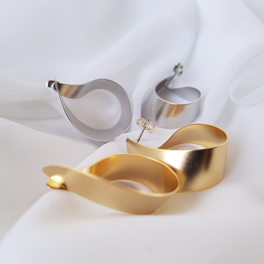 Modern Gold Silver Water Drop Shaped Earrings Fren