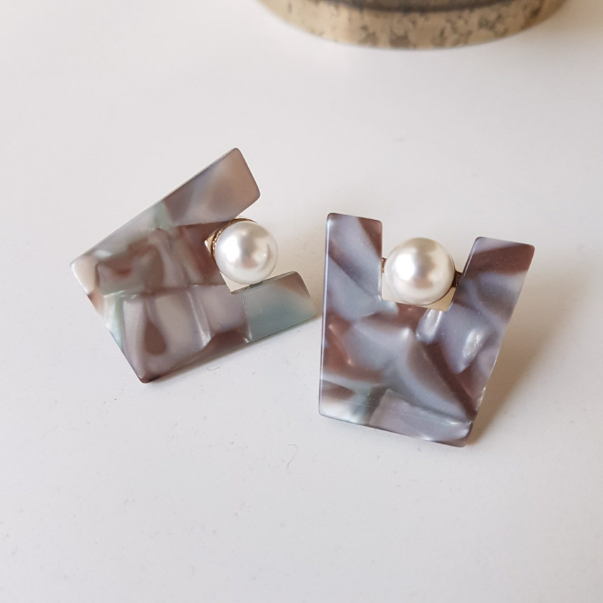 Honey pearl Hommage hoop earrings 4color Unusual a