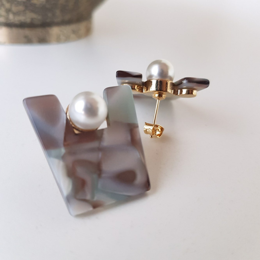 Honey pearl Hommage hoop earrings 4color Unusual a