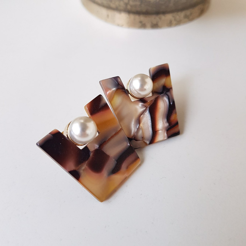 Honey pearl Hommage hoop earrings 4color Unusual a