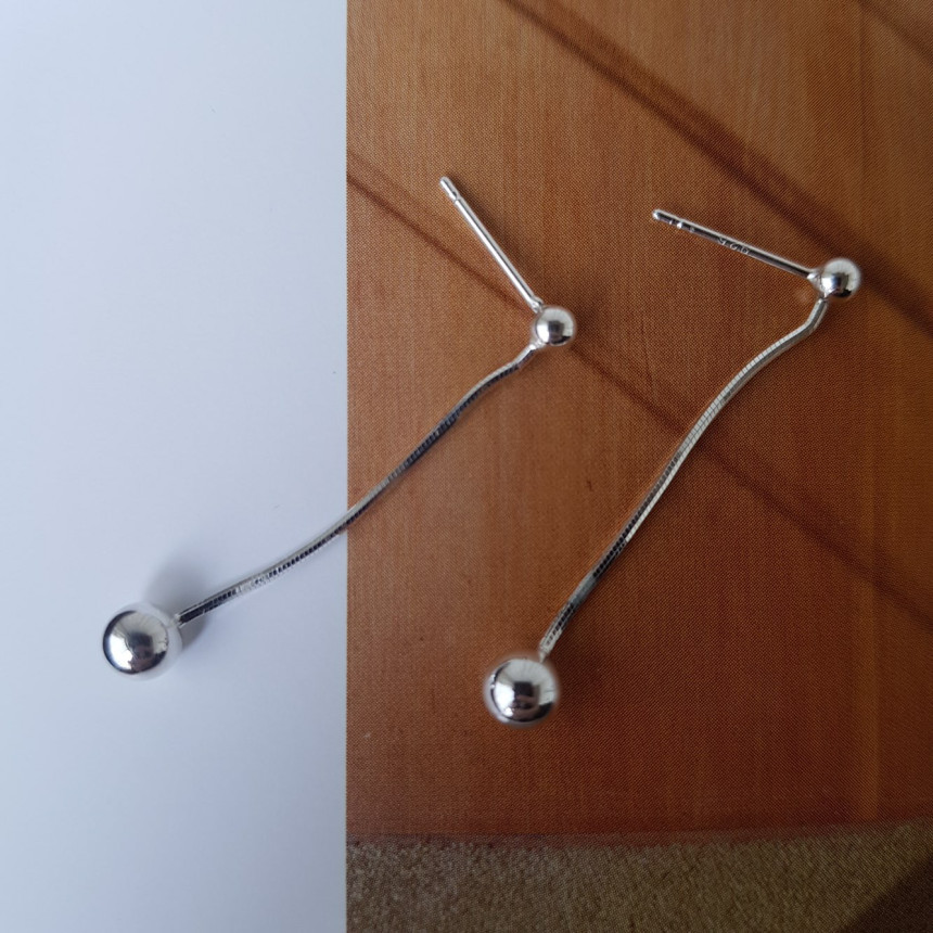 all silver Dosson Basic Ball Drop Earring
