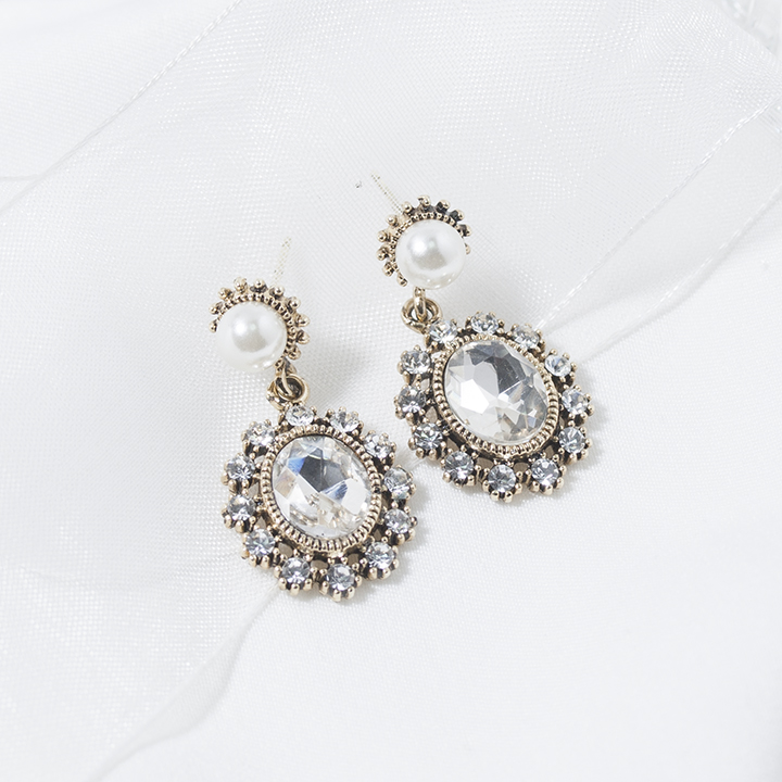 Glam Jewel Bold Drop Earrings Antique Winter Party