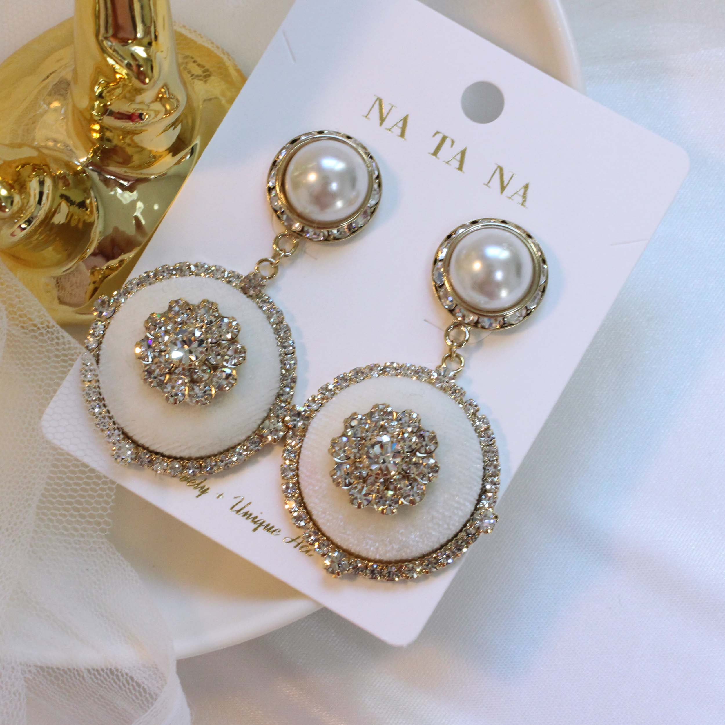 High Quality Party Cubic Bold Drop Earrings 2color