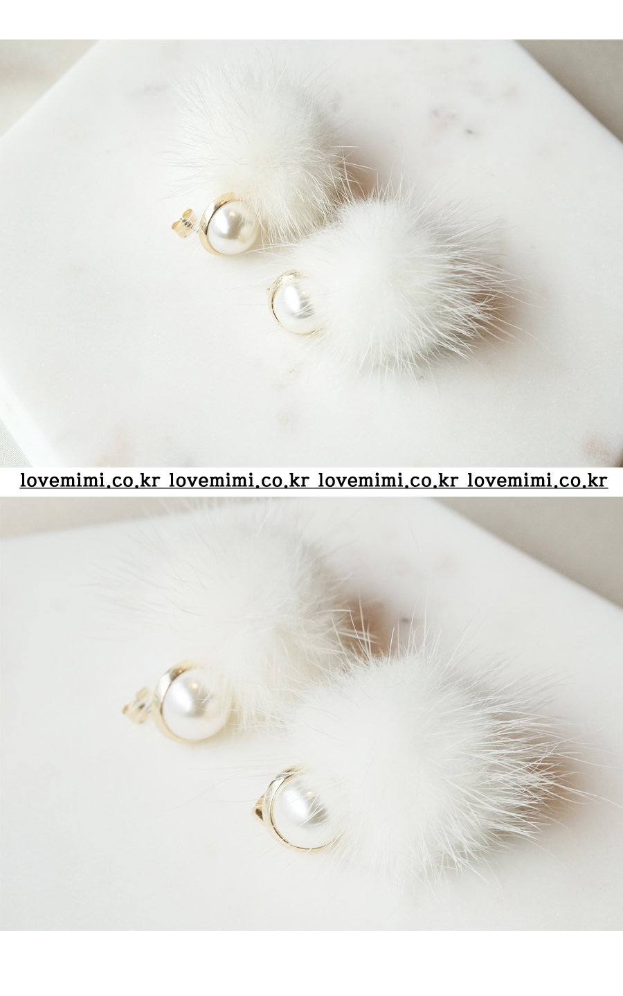 Pearl Mink Foam Earring 3color Winter Drop Women&#