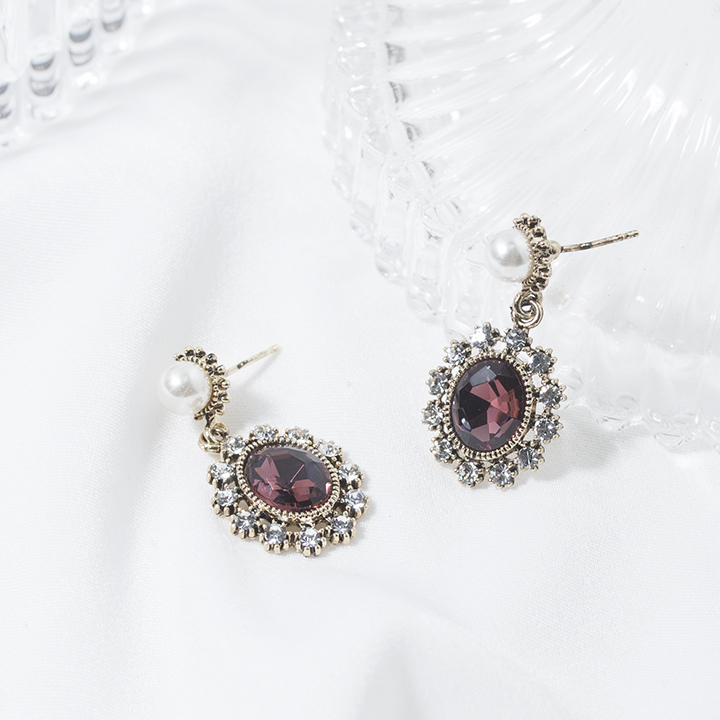Glam Jewel Bold Drop Earrings Antique Winter Party