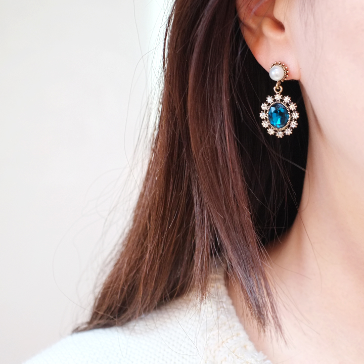 Glam Jewel Bold Drop Earrings Antique Winter Party
