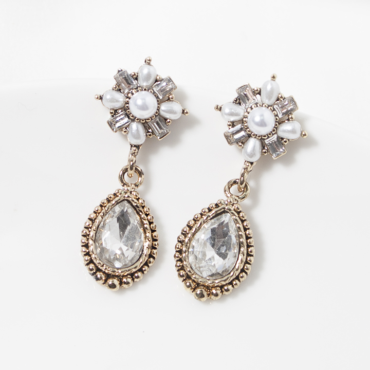 Glam Jewel Bold Drop Earrings Antique Winter Party