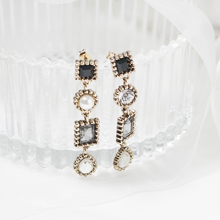 Glam Jewel Bold Drop Earrings Antique Winter Party