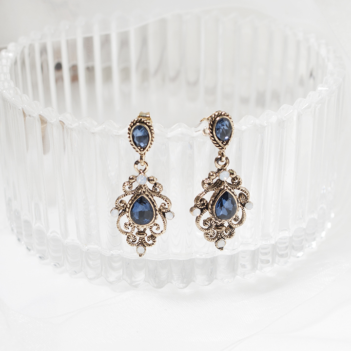 Glam Jewel Bold Drop Earrings Antique Winter Party