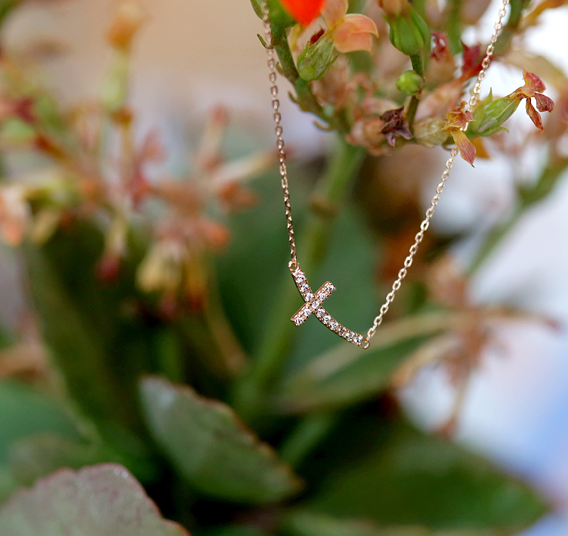 18k Ray Cubic Cross Necklace 14k Rosary 14k Church