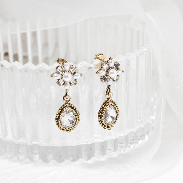 Glam Jewel Bold Drop Earrings Antique Winter Party