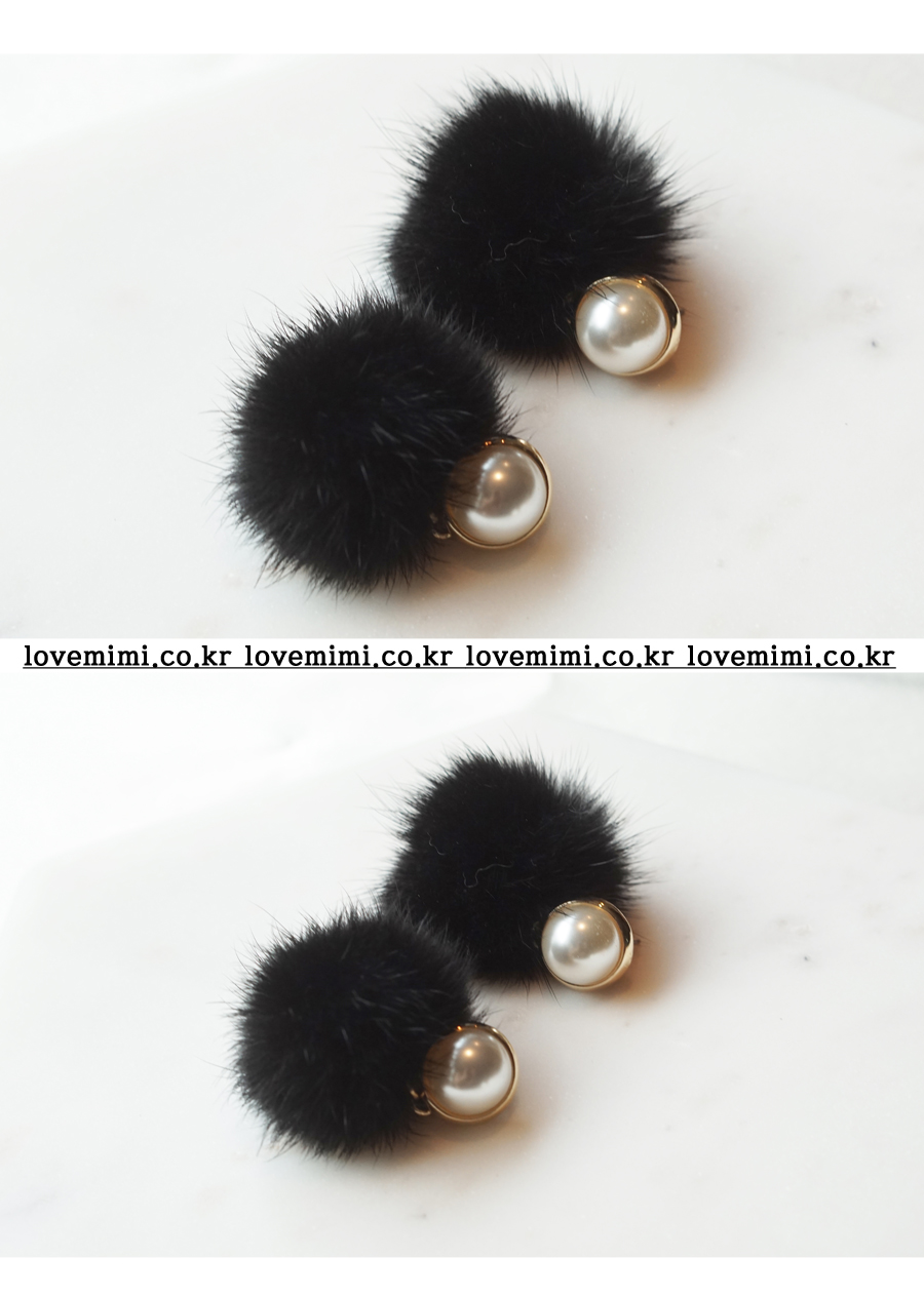 Pearl Mink Foam Earring 3color Winter Drop Women&#