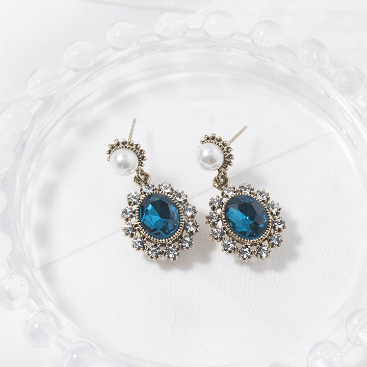 Glam Jewel Bold Drop Earrings Antique Winter Party
