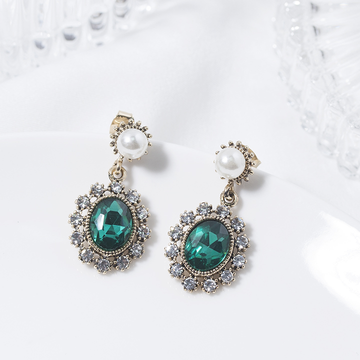 Glam Jewel Bold Drop Earrings Antique Winter Party