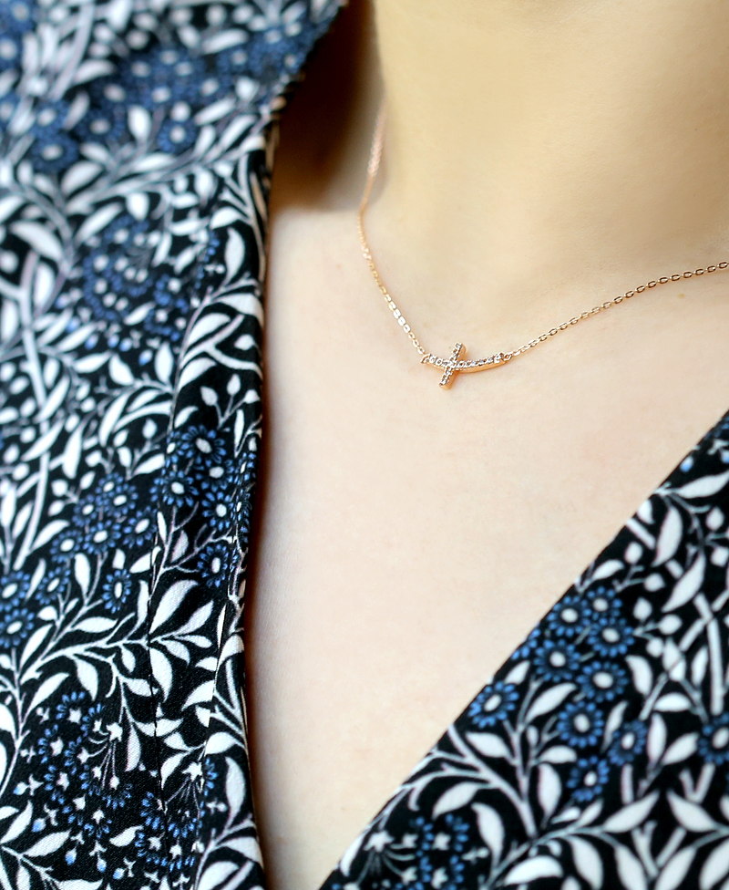 18k Ray Cubic Cross Necklace 14k Rosary 14k Church