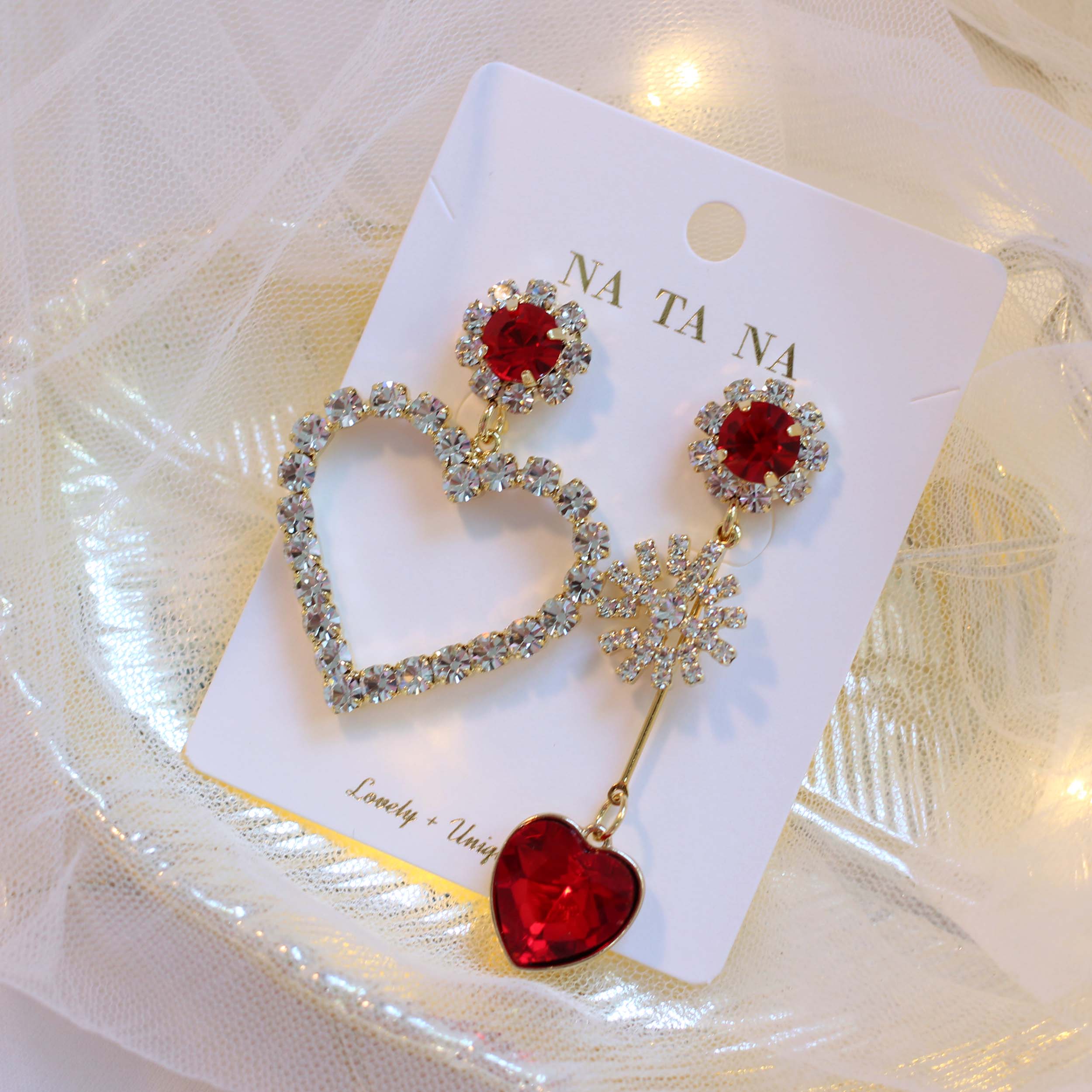 Snowballs Heart Bold Drop Earrings Earrings Possib