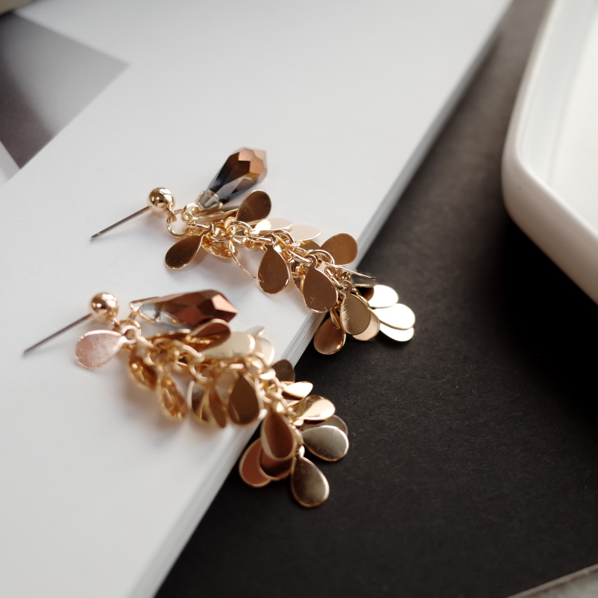 NO.67 Eve Chalang Brown Glass Drop Earrings Stylis