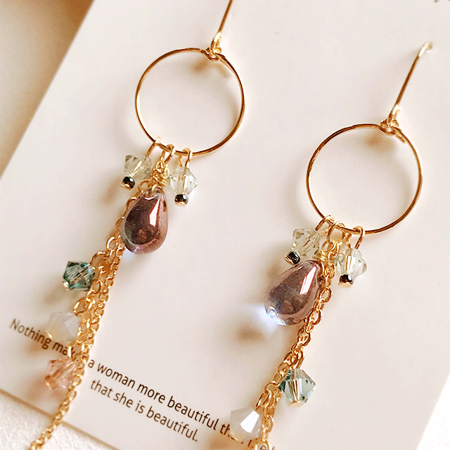 Fiona beads earrings cluster drop 3 color earrings