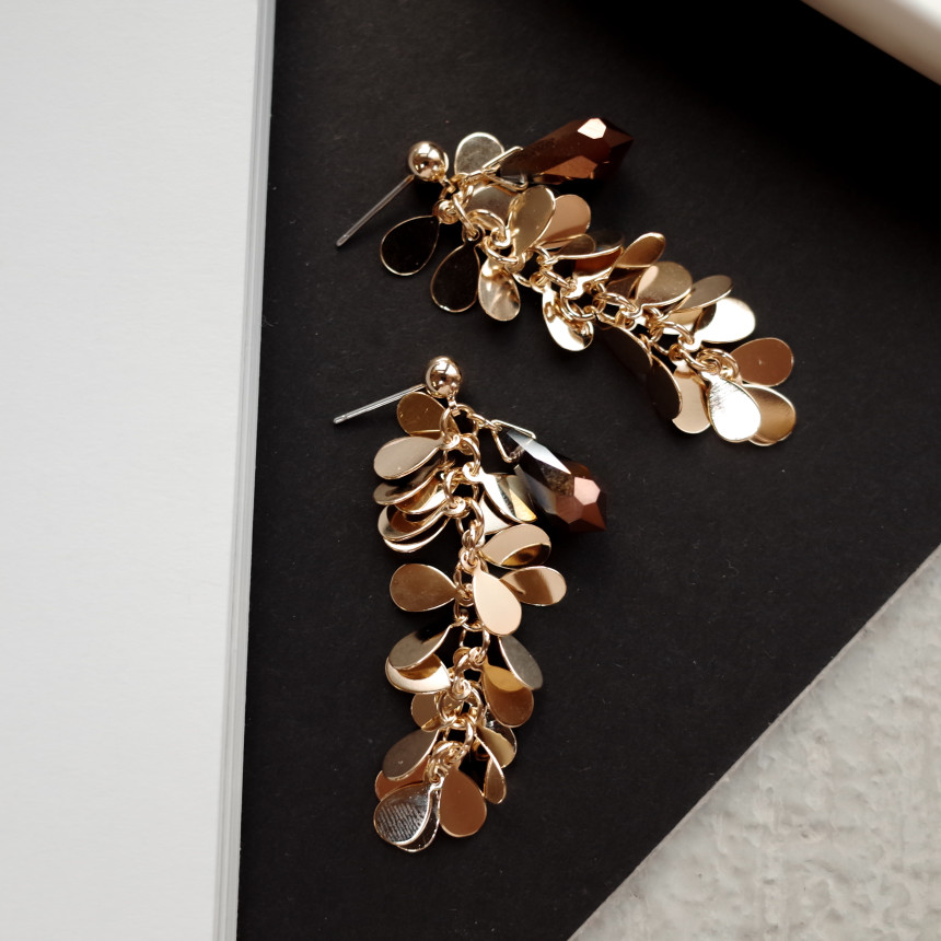 NO.67 Eve Chalang Brown Glass Drop Earrings Stylis